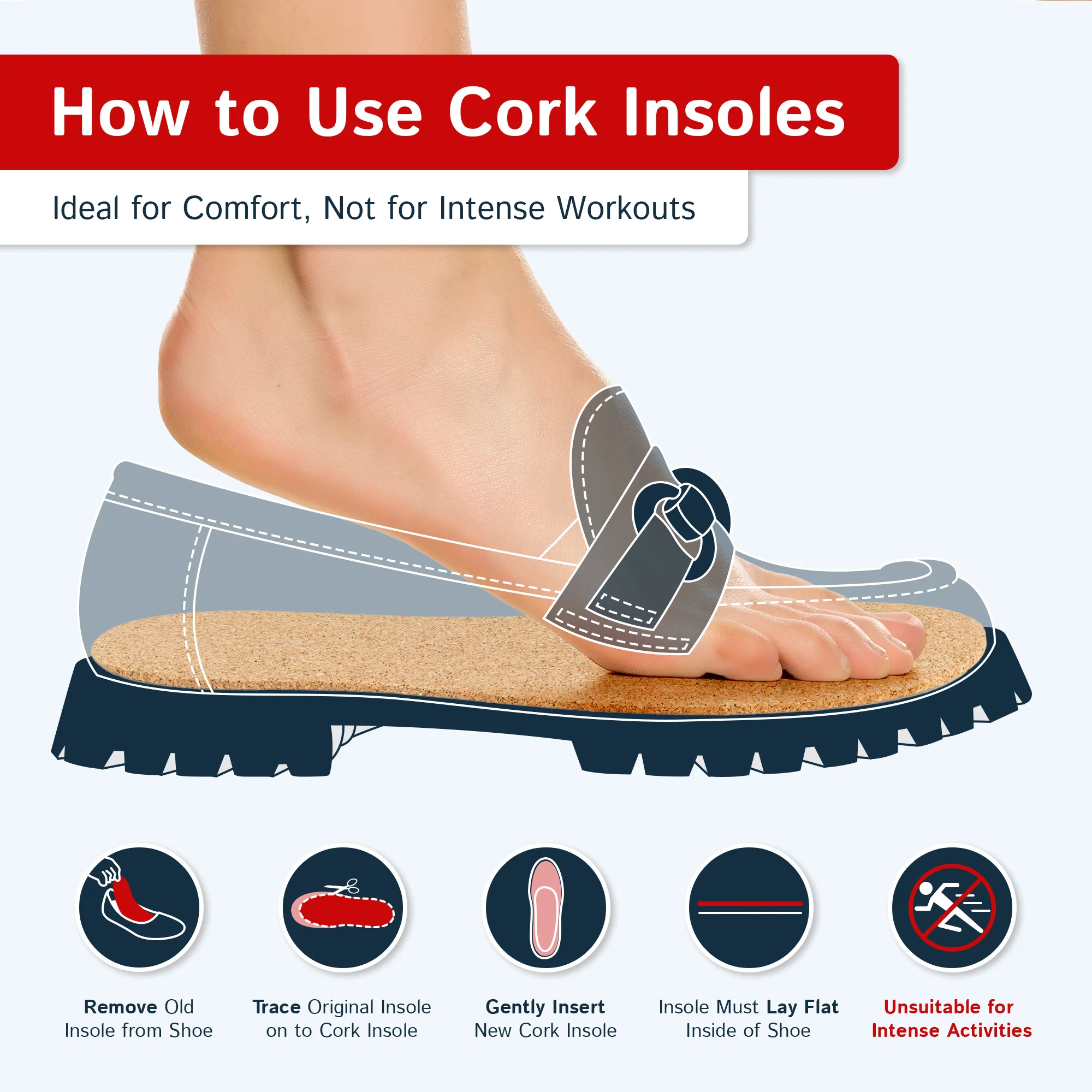 Cork Insoles - 2.5mm Thick, 2 Pair - Image 3