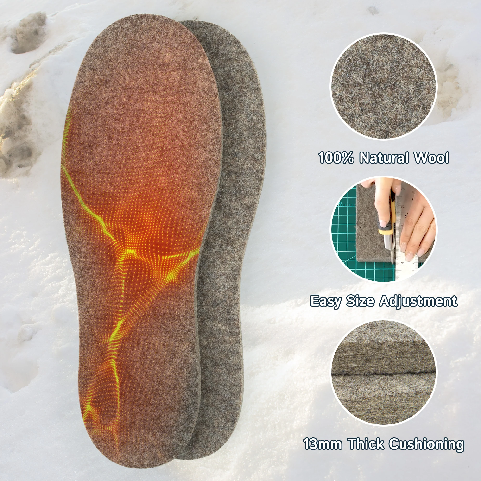 Wool Felt Insoles - 13mm Thick, 1 Pair - Image 4